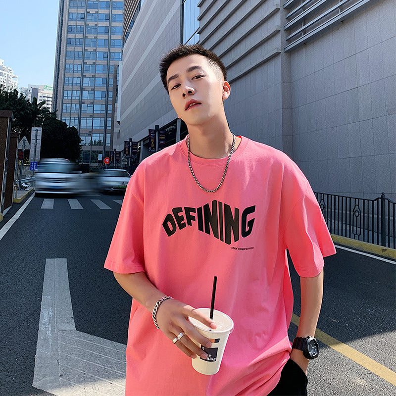 Men T-Shirts Chic Loose Print Half-Length Sleeves