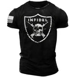 Man T Shirt Cotton round Neck Heat Transfer Patch Short Sleeve Shirt