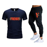 Vlone T Shirts & Pants 2 Piece Set Sports Short Sleeve Men'S Summer T-Shirt Casual