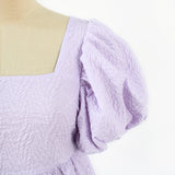 MIDI Mauve Wrap Dress Purple Puff Sleeve Pettiskirt Square Collar Dress Summer