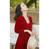 Maxi Burgundy Dress Formal Winter Fashion Dress for Women