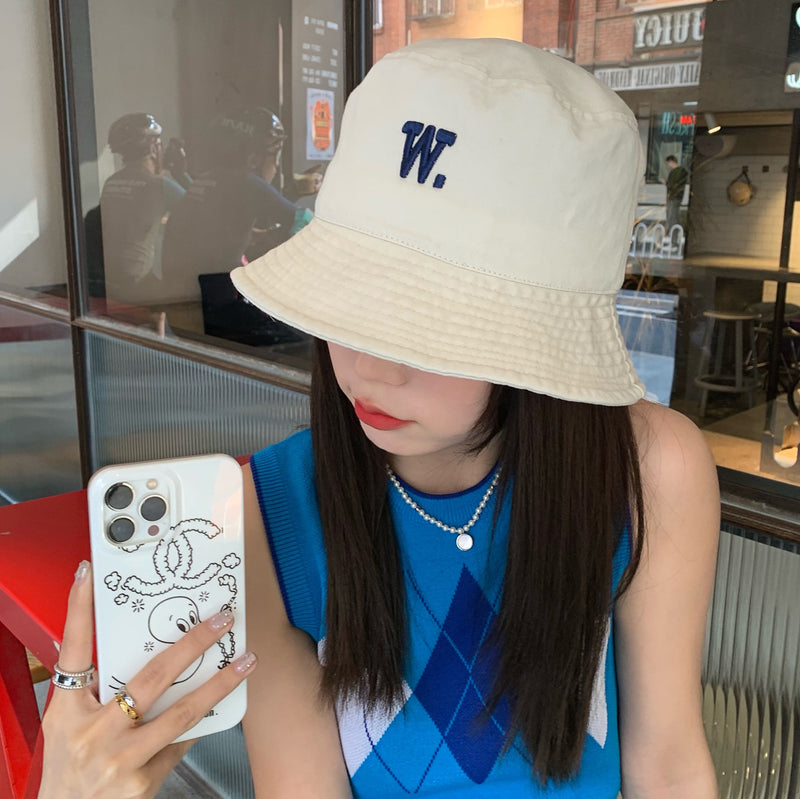 Women Bucket Hat Letter Basin Hat Sun-Proof