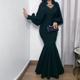 Long Sleeve Burgundy Dress Formal Women's Dress plus Size Evening Dress Long Dress
