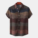 Camp Collar Shirt Short Sleeve Shirt Color Matching