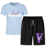Vlone T Shirts & Shorts 2 Piece Set Short Sleeve T-Shirt Sports Summer
