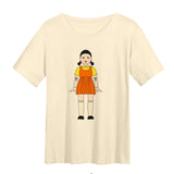 Squid Game Costume round Six Wooden Printed Top Short Sleeve T-shirt