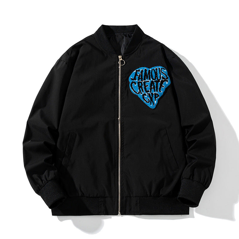 Varsity Jacket Vintage Towel Embroidered Jacket Men'S Autumn And Winter Cotton Baseball Uniform