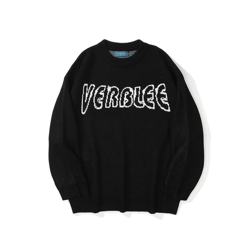 Men Sweater Cartoon Jacquard Knitted Sweater Men's Street Pullover