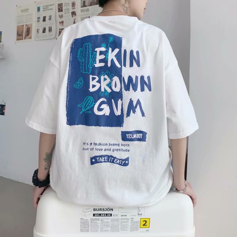 Men T-Shirts Loose Half Sleeve Print