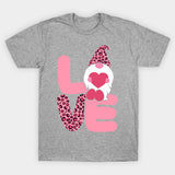Valentine's Day T Shirts Couples Leopard Print Dwarf Printed round Neck T-shirt