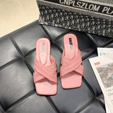 Women Open Toe Sandals Flats Summer Fashion Cross Fashion Outerwear Flat Heel Candy-Colored Slippers