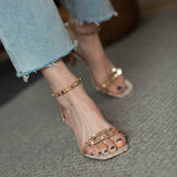 Nude Low Block Heel Studded Sandals