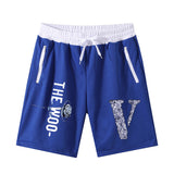 Vlone Shorts Letter Large V Printed Men'S Casual Shorts Summer Loose