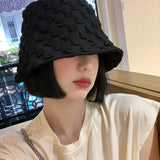 Vintage Check Bucket Hat Bubble Lattice Big Head Circumference Hat