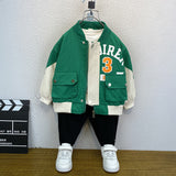 Toddler Boys Jackets Boys' round Neck Baseball Uniform Loose Zip-up Shirt