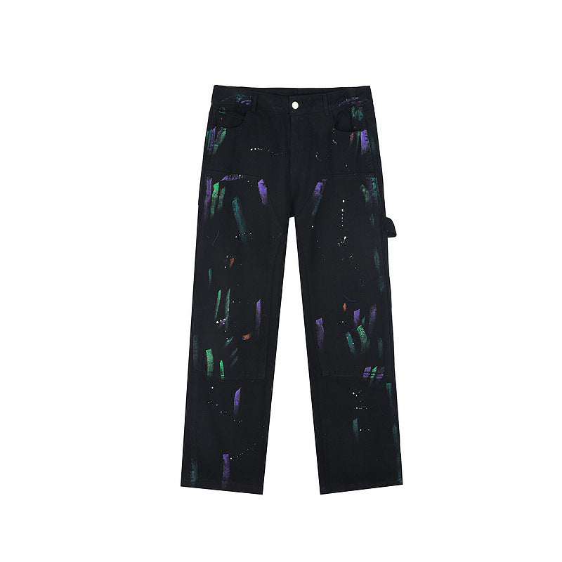 Man Fall Outfits Jeans Men's and Women's Straight Loose Hip Hop Wide-Leg Workwear Fashionable Trousers