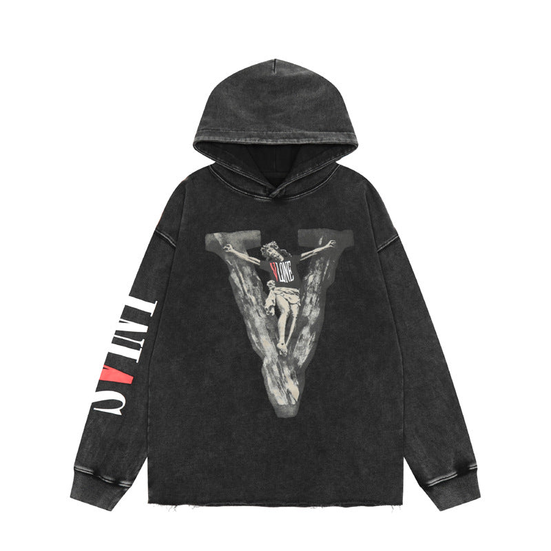 Kanye West Sunday Service Hoodie Fast Letter Printed Hoodie Washed Old Retro Style Men'S And Women'S Hoodies