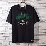 Basketball Sports T Shirt Nba Stag No. 34 Basketball Sports Student Short Sleeve T-Shirt Men
