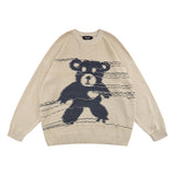 Men Sweater Cartoon Bear Embroidery Knitwear Men Street Tide Brand Loose