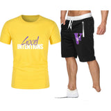 Vlone T Shirts & Shorts 2 Piece Set Letter Large V Printed Short Sleeve