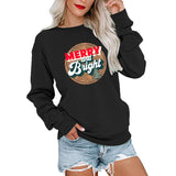 Merry and Bright Sweatshirts Merry and Bright Printed Large Size round Neck Sweater