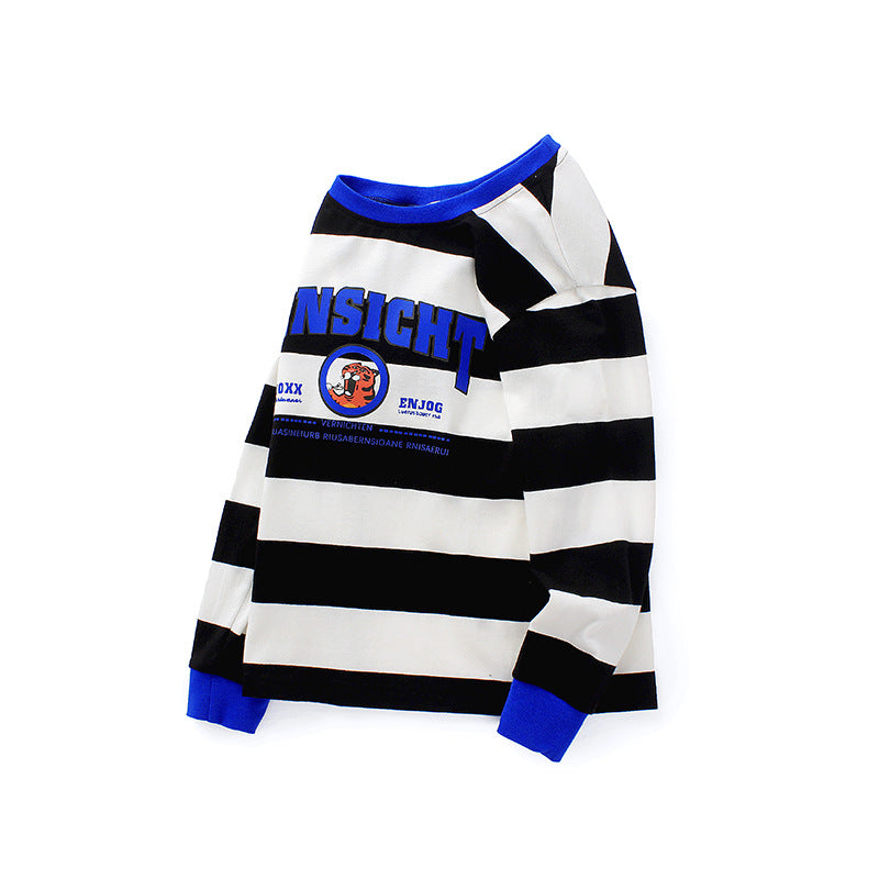 Children Long Sleeve Shirts Children's Clothing Spring and Autumn Boy's Long-Sleeved T-shirt Striped Set Long Sleeve