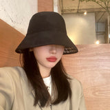 Women Bucket Hat Double-Sided Fisherman Checkerboard Black Sun-Proof