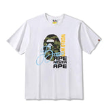 Bathing Ape T Shirt Summer Camouflage Ape Head Contrast Color Letter Print Short-Sleeve T-shirt
