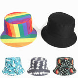 Bucket Hat Fishing Cap Cotton Print Fisherman Hat Men's Spring and Summer Rainbow Color Personalized Printing