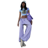 Julia Fox Low Rise Jeans Fashion Drawstring Waist Tight Lightweight All-Matching Casual Pants Hot Girl Slimming Sports Trousers