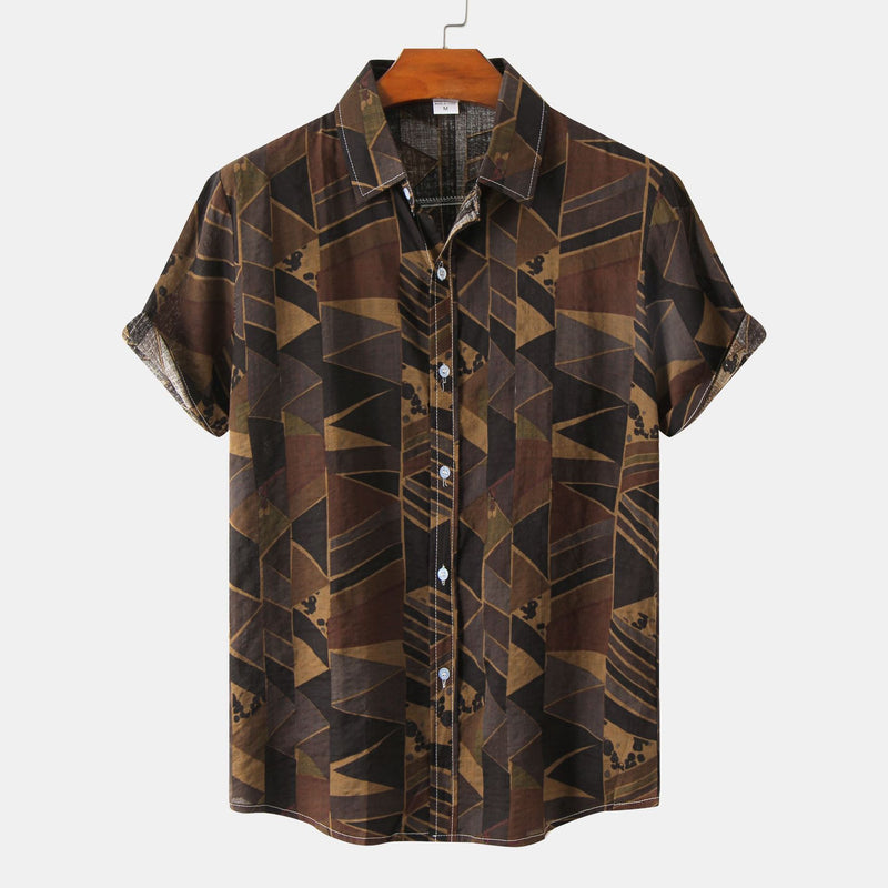 Camp Collar Shirt Short Sleeve Flower Shirt