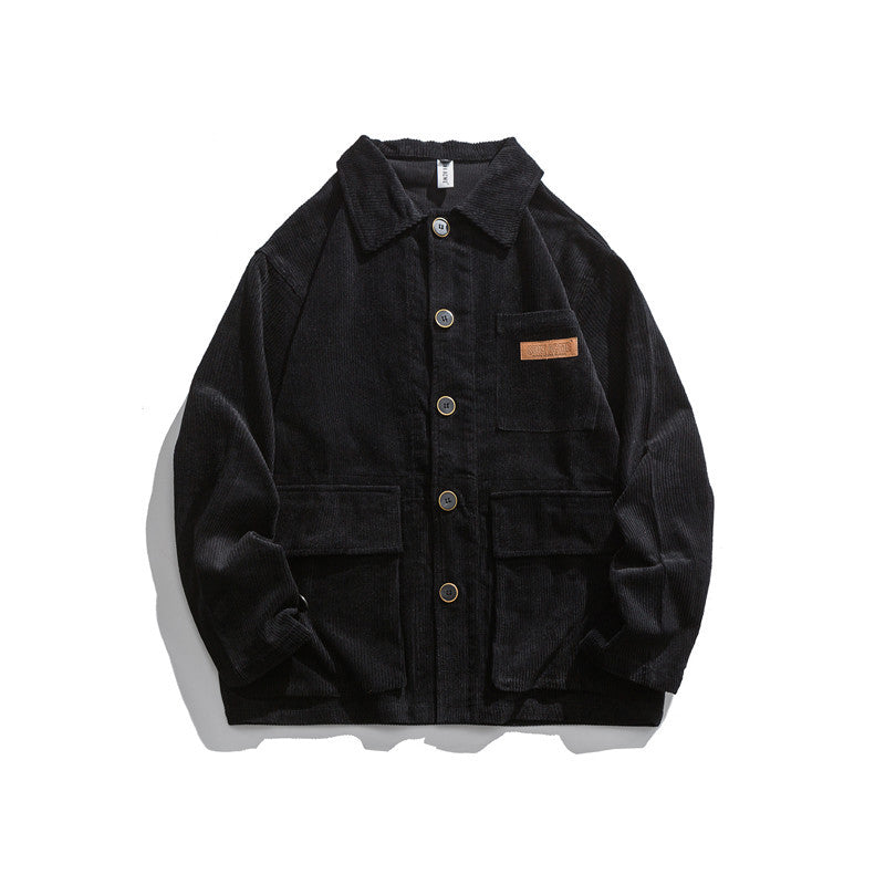 Man Fall Outfis Autumn Vintage Multi-Pocket Jacket Boys Hip Hop BF Loose Leisure Workwear Coat