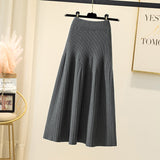 MIDI Mauve Skirt Thickened Knitting Women's Autumn and Winter Skirt