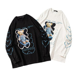 Man Fall Outfits Street Fun Cartoon Printed Long-Sleeved T-shirt Men's and Women's Casual round Neck Sweater