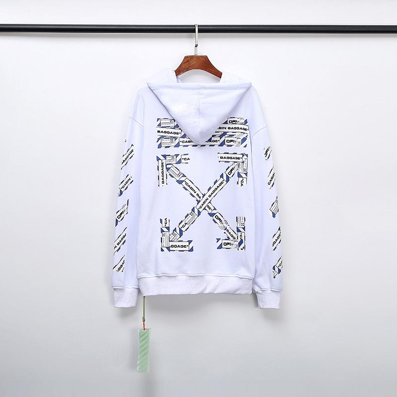 Off White Hoodie With Arrow Print Arrow Print Cotton Terry Hoodie Owt