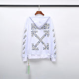 Off White Hoodie With Arrow Print Arrow Print Cotton Terry Hoodie Owt