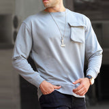 Men Sweats Man Fall Outfits Autumn Men's Shirt round Neck Pullover Loose Solid Color Men's Sweater