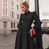 Kendall Jenner Wedding Guest Dress Scarf Collar Women's Long Sleeve Polka Dot