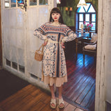 Coachella Music Festival Outfits Vintage Ethnic Print Loose Dress