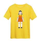 Squid Game Costume round Six Wooden Printed Top Short Sleeve T-shirt