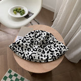 Women Bucket Hat Leopard Print Big Brim Face-Covering and Sun-Shading