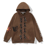 Cardigan Baseball Jacket Rap Men and Women Zipper Cardigan Hoodie Puppy Printed Coat