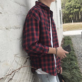 Men Shirts Plaid Shirt Long Sleeve