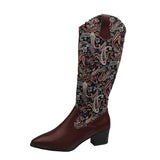 Beth Dutton Shoes Autumn and Winter Ethnic Style Retro Zipper Embroidered plus Size Knight Boots