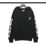 off White Hoodie Autumn and Winter Graffiti Arrow Print Long Sleeve Hooded Sweater