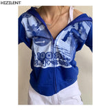 Vintage Y2g Shirts Printed Cardigan Fashion Hooded Women's Clothing