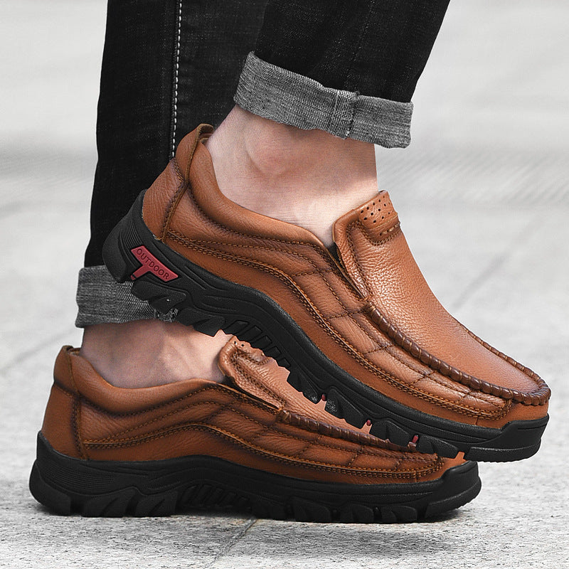 Men's Loafers Relaxedfit Slipon Loafer Men Shoes Winter and Autumn Outdoor Breathable Work Shoes Breathable Casual Leather Shoes Dress Shoes