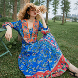 Gypsy Style Dresses Embroidered Ethnic Style V-neck Printing