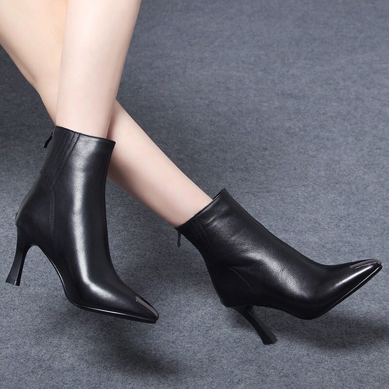 Beth Dutton Shoes Autumn and Winter Zipper Women's Boots Black Cowhide Fashion Boots