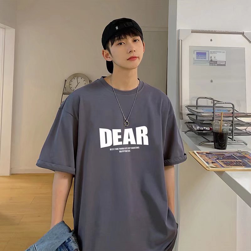 Men T-Shirts Foam Letter Oversize